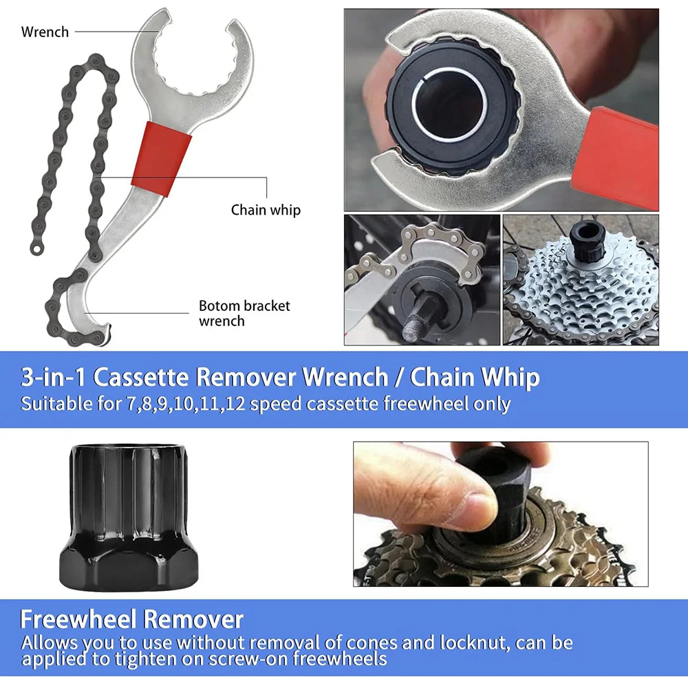 Bike Tool Kit Professional Bike Repair Tools with Cassette Remover Wrench Chain Breaker Cycling MTB Road Bike Maintenance Tool view 4