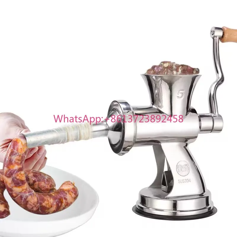 Manual Meat Grinder, Hand Crank Meat Mincer For Home Kitchen Stainless Steel Blades, Non-Slip Base, Easy To Clean