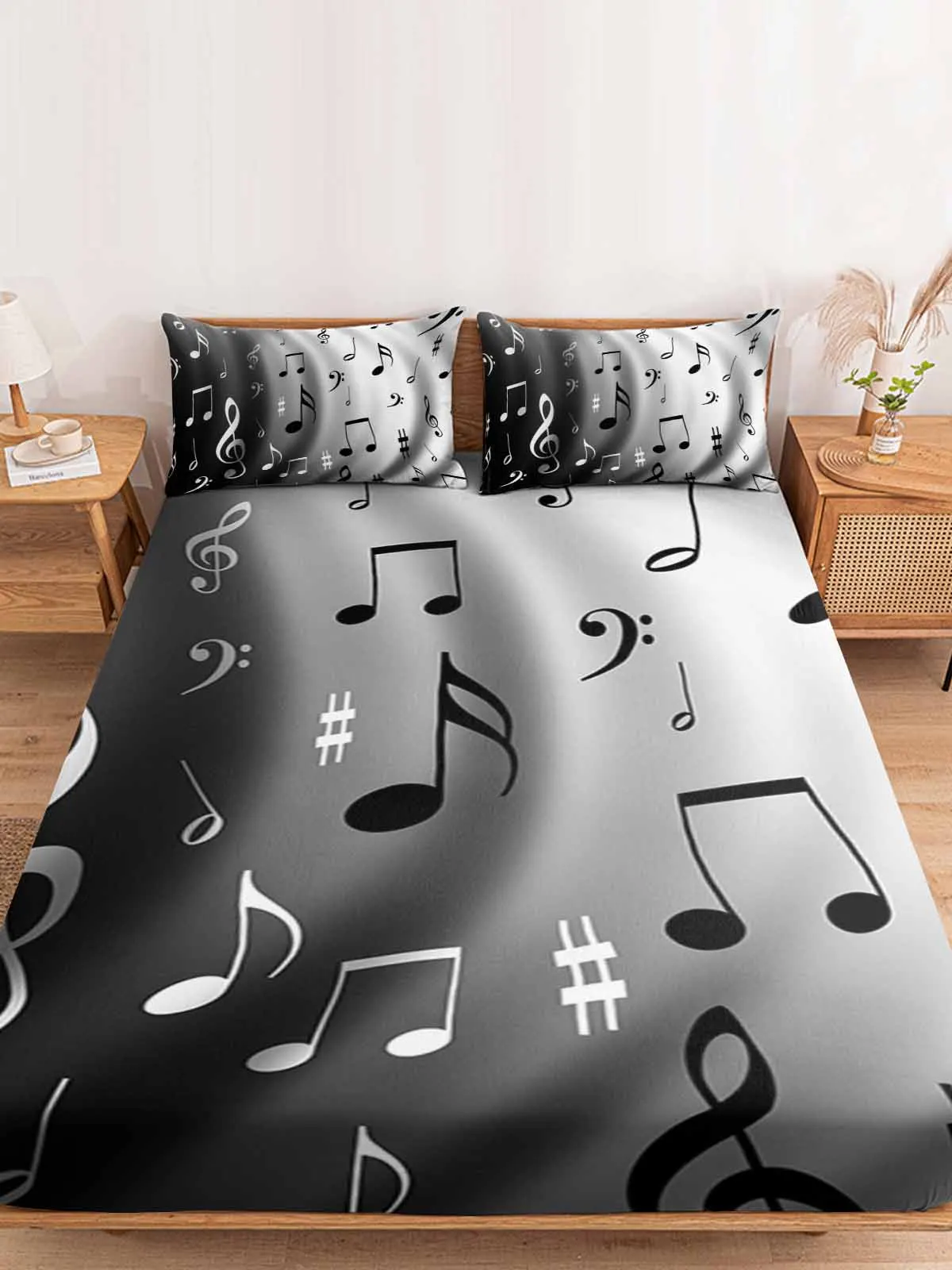 Water Wave Music Queen Size Bed Mattress Fitted sheet Elastic Rubber Band Non-slip Bed Sheet Pillowcase Set