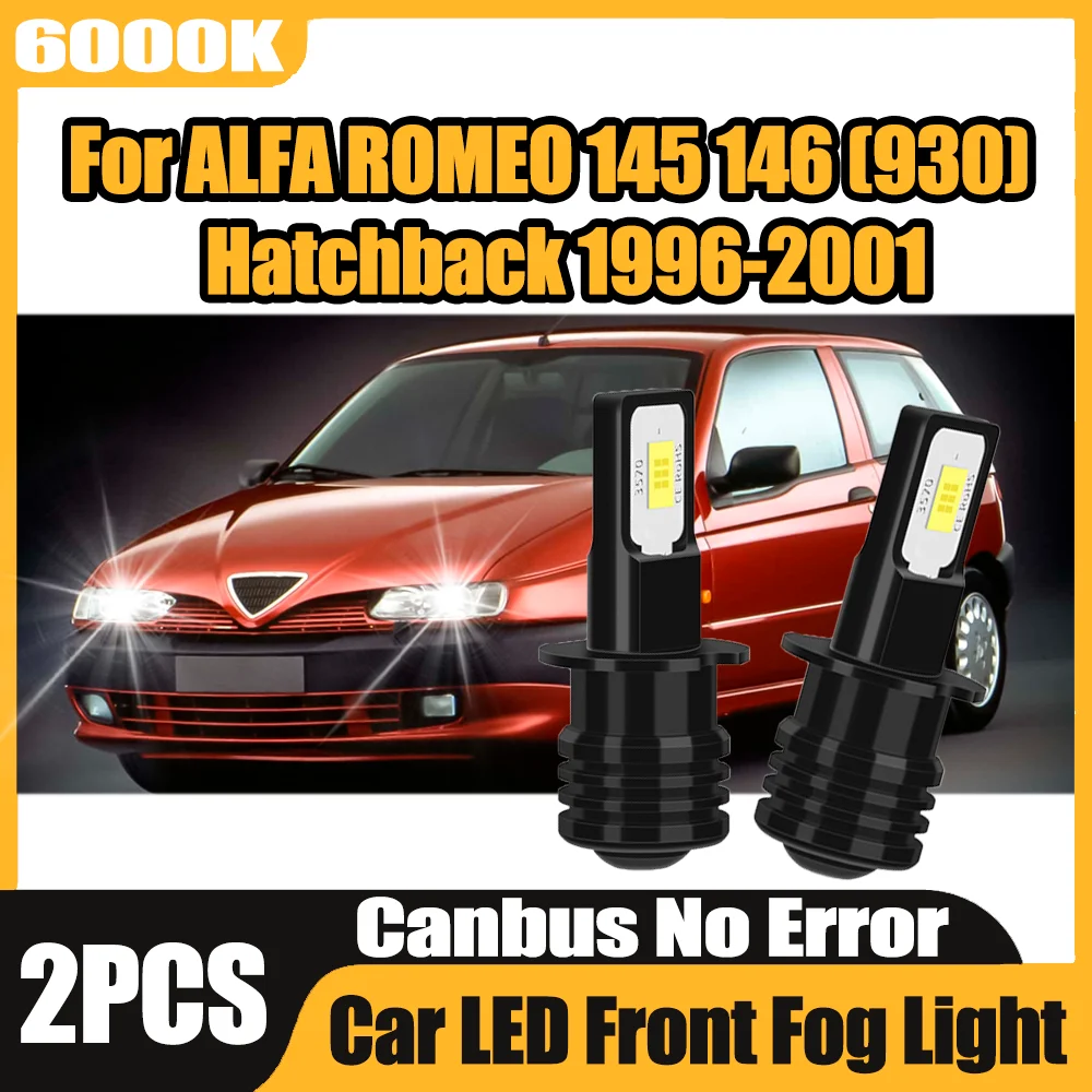 2PCS 3570 CSP Chips Faros Antiniebla Delanteros Plug and Play 90W 6000K Blanco 12V Para ALFA ROMEO 145 146 (930) Hatchback 1996-2001