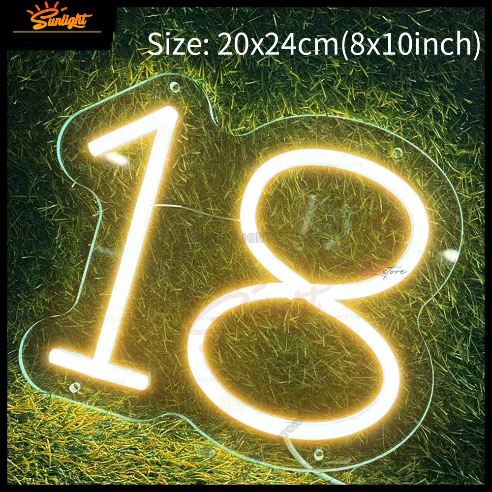 Custom Number 1 Neon Signs Wall Decor LED Light Up Signs for Bedroom Wedding Decor First Birthday Party Numbers Lamp Kids Gift