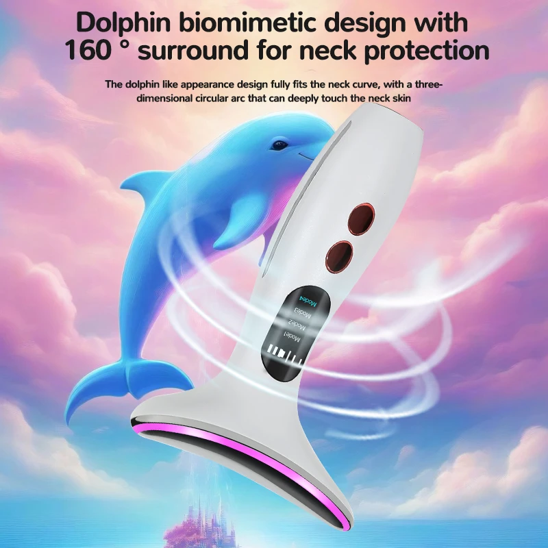 Dispositivo di bellezza per il viso e il collo EMS 7 colori LED Ringiovanimento della pelle Rafforzamento Antirughe Vibrazione Massaggiatore per il sollevamento del viso