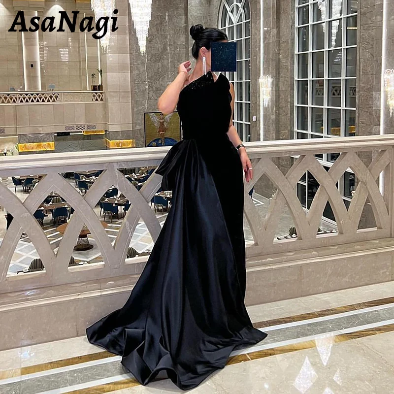 

AsaNagi One Shoulder Mermaid Evening Gown Women's Beaded Tail Dinner Party Prom Dress Floor Length 2025 Special Occasion Gowns