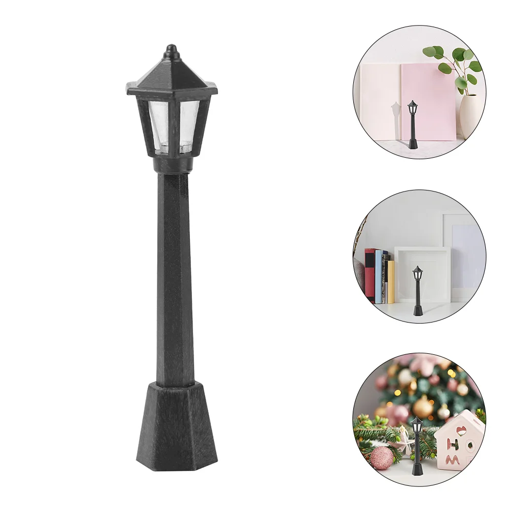 Mini jouet de maison l'inventaire pour enfant, décor rustique, lampe de simulation, modèle de sol noir, jeu de rue, ornement, 6 pièces