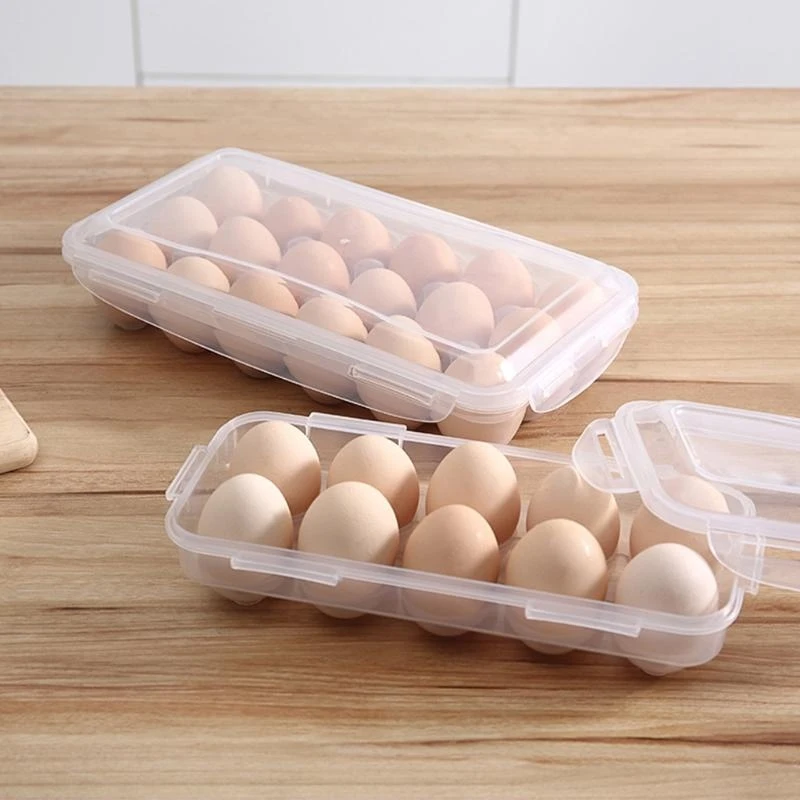 R1WA 10/18 Egg Storage Box Eggs Tray with Lid Refrigerator Egg Rack Container Holder Fridge