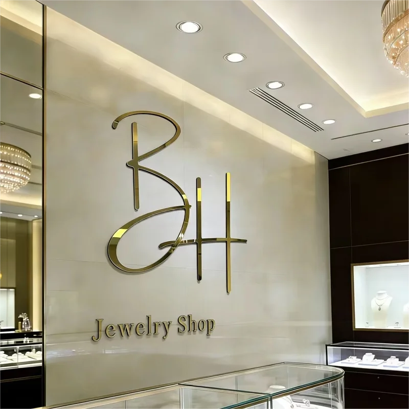 Custom LED Channel Letters 3D Illuminated Metal Sign Backlit Outdoor Wall Logo Sign For Luxury Jewelry Shop Storefront