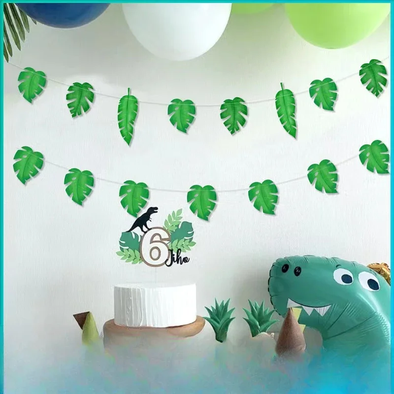 Green Tropical Turtle Leaf Cactus Garland Banner Cinco De Mayo Cactus Garland for Mexican Fiesta Taco Birthday Party Decorations