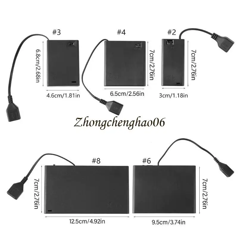 AA Battery Box AA Battery Case with USB Cable USB Battery Case Box Case 2/3/4/6/8 Slot AA Battery Box with Switches 601F