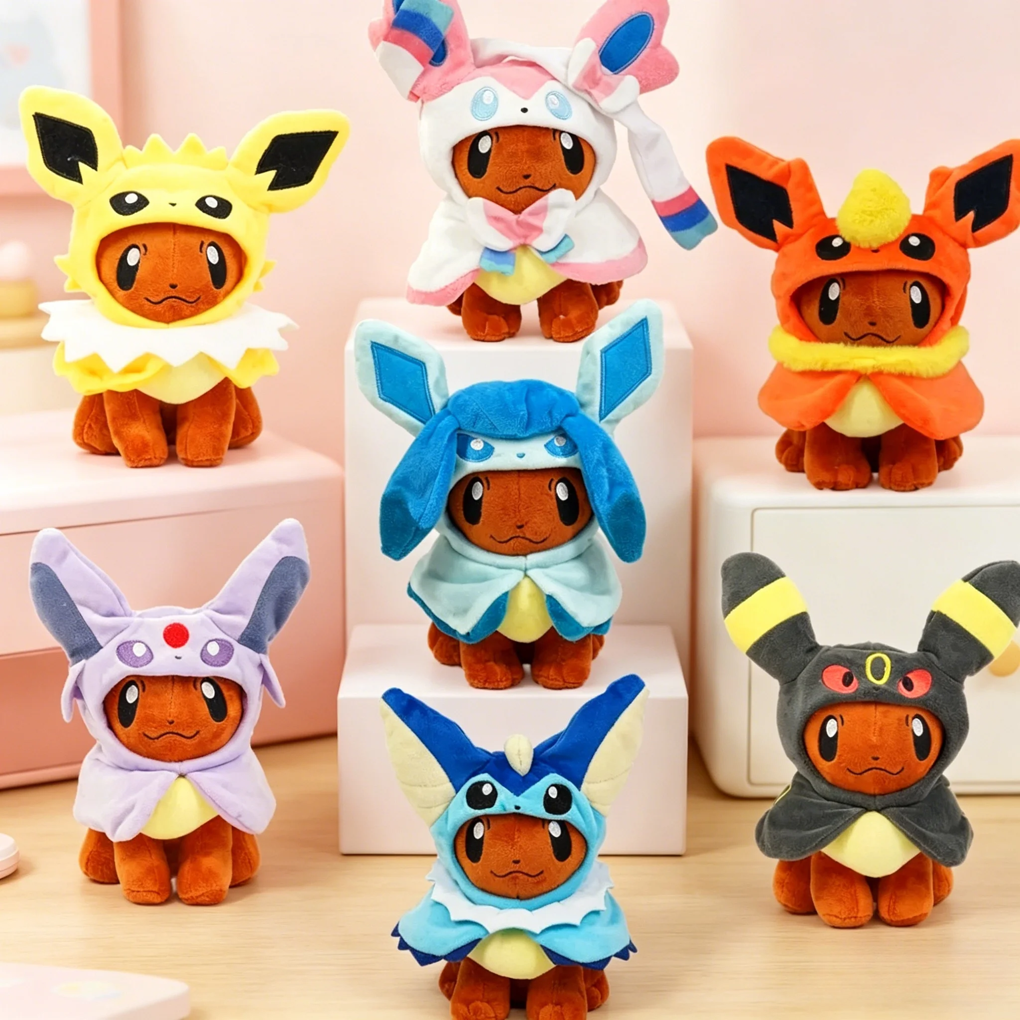 

Lovely 7 Styles 8" Pokemon Eevee Poncho Umbreon Espeon Jolteon Vaporeon Sylveon Flareon Plush Doll Soft Stuffed Adorable Toys