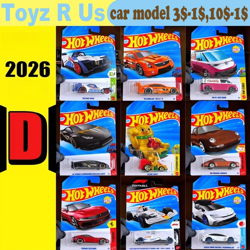 2026d original rodas quentes carro meninos brinquedos 1/64 diecast honda CR-X cadillac toyota ferrari 12cilindri vw ônibus porsche carrera impala