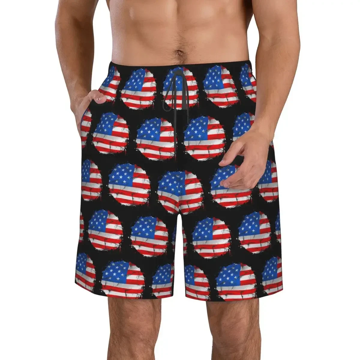 USA America American Flag Trunks Beach Board Shorts Casual Quick Dry Swim Summer Men Pants