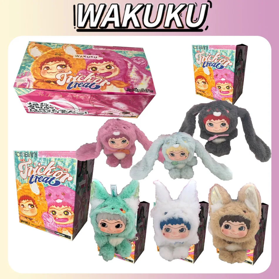 

Подругое поколение Wakuku лиса и кролика, трюк или лечение Linda, слепая коробка с изображением экшн-персонажа - таинственный аниме-брелок, кукла, сумка