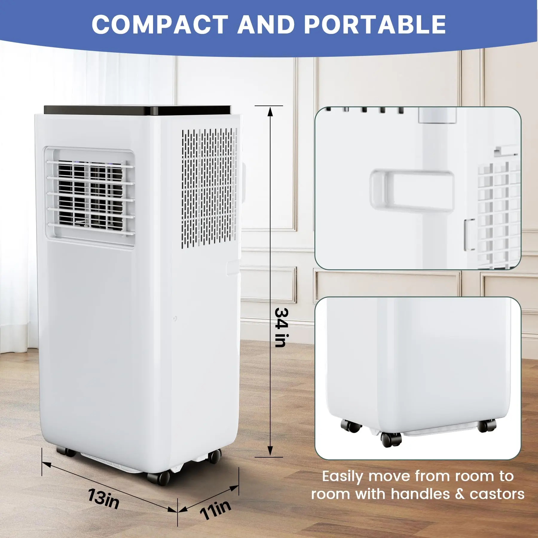 Jojoka Portable Air Conditioners with Remote Control, 10000 BTU Portable AC Unit Built-in Cool, Dry, Fan Modes, for Room, Dorm,