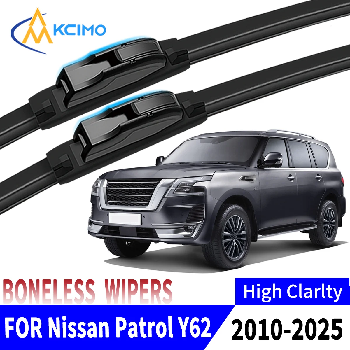 

Front Windshield Wiper Blades 2Pcs Premium Rubber Easy Installation Streak-Free Cleaning for Nissan Patrol Y62 2010-2025