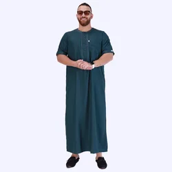 Eid Muslim Jubba Thobe Men Ramadan Embroidery Long Robe Kaftan Kimono Saudi Musulman Abaya Dubai Arab Turkey Islamic Clothing