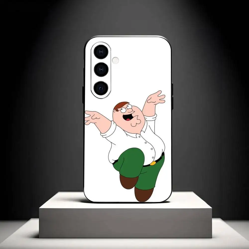 C-Cartoon F-Family Funny Guy حافظة لهاتف سامسونج جالاكسي A73، A72، A71، A70، A53، A52، A51، أخرى غلاف أسود ناعم