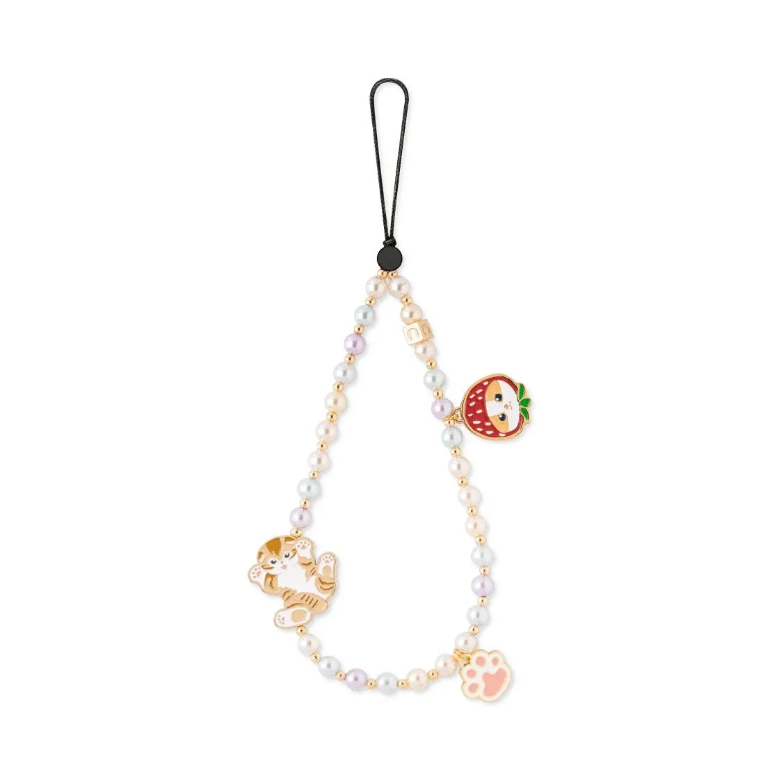 Cat Strawberry Phone Charm Short Chain Mobile Phone Straps for IPhone Lanyard Bracelet for Samsung Galaxy