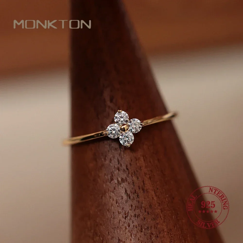 

Кольцо с цветком из стерлингового серебра 925 пробы с позолотой 18 карат и инкрустацией цирконием для женщин, изысканные ювелирные украшения для свадьбы и вечеринок