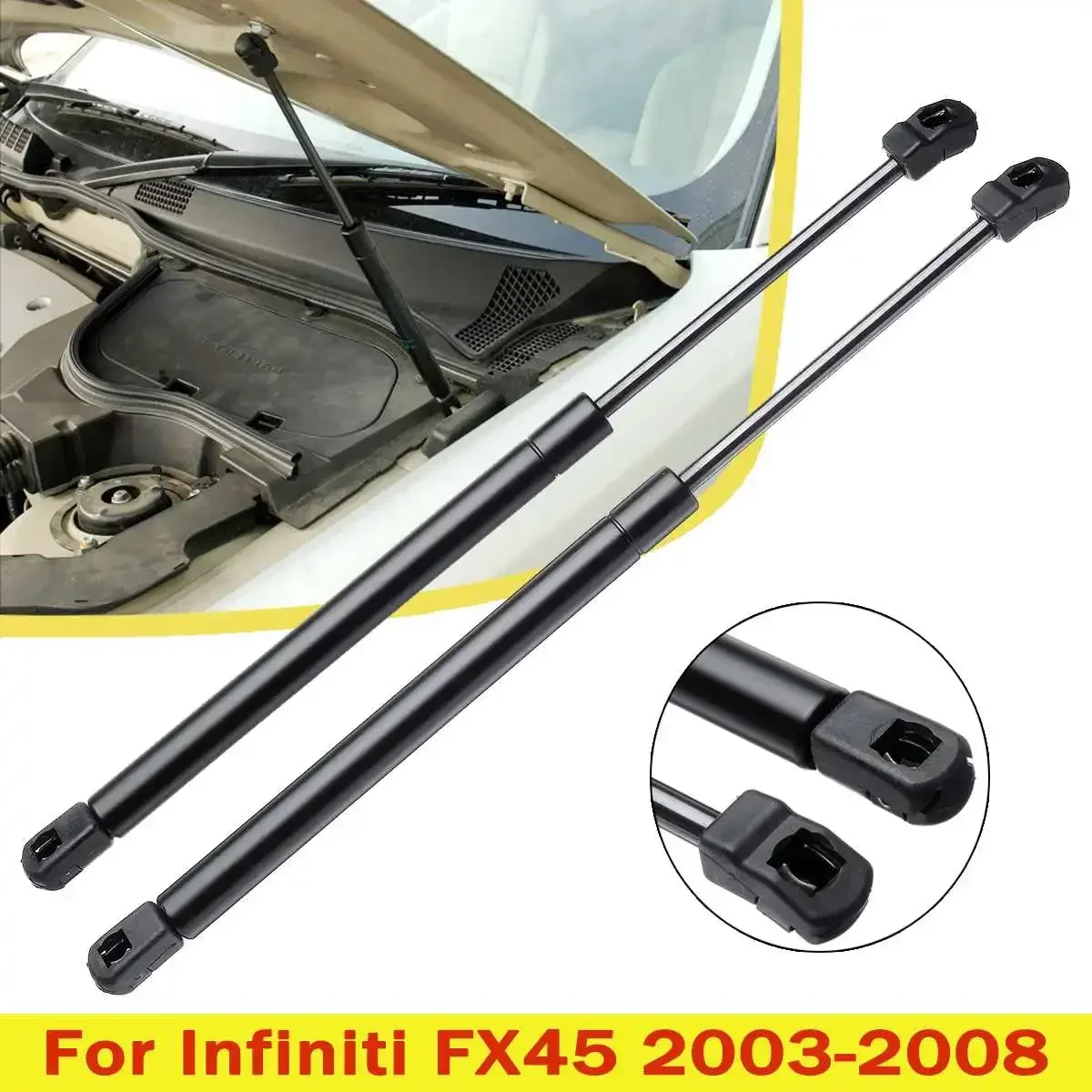 

2pcs Front Engine Cover Bonnet Hood Shock Lift Struts Bar Support Arm Gas Hydraulic SG371003 For Infiniti FX35 FX45 2003 - 2008