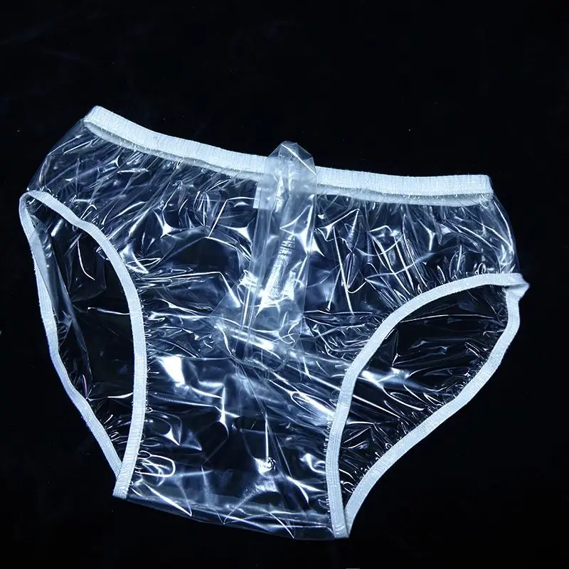 Calcinha masculina de PVC transparente transparente transparente antibacteriana à prova d'água ABDL elegante à prova macia