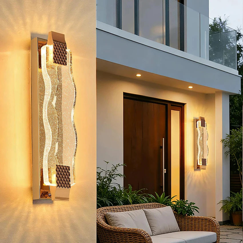 Outdoor Waterproof Wall Lamp Crystal Wall Lamp Entrance Courtyard Balcony Staircase Corridor Wall Light Bedroom Bedside Lighting