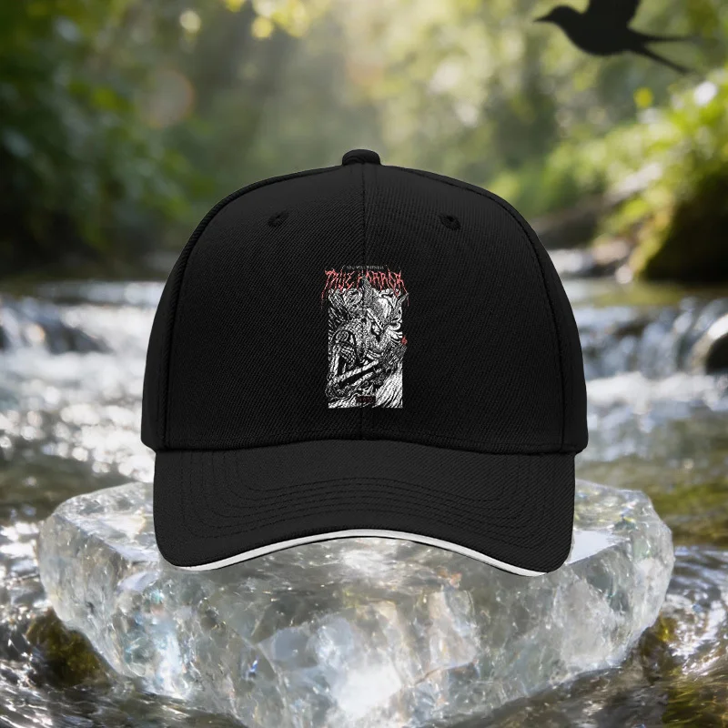 Skull Warrior Mechanical Style Pattern Sandwich Cap, Unisex Easy Lightweight Adjustable Outdoor Sun Hat, Ideal Gift for Travel,