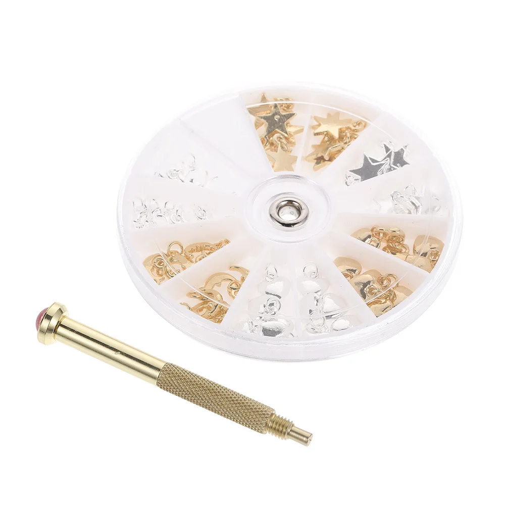 Zestaw zawieszek do piercingu, akcesoria do manicure z narzędziem do wiercenia do samodzielnego tworzenia ozdób, zestaw zawieszek do paznokci DIY, piercing do paznokci.