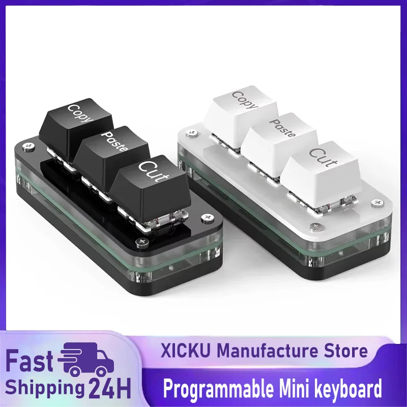 

RGB 3 Keys Macro Programming Mini Keyboard for Photoshop Gaming Hotswap Programming Keypad Copy Paste Mini Remote Controls
