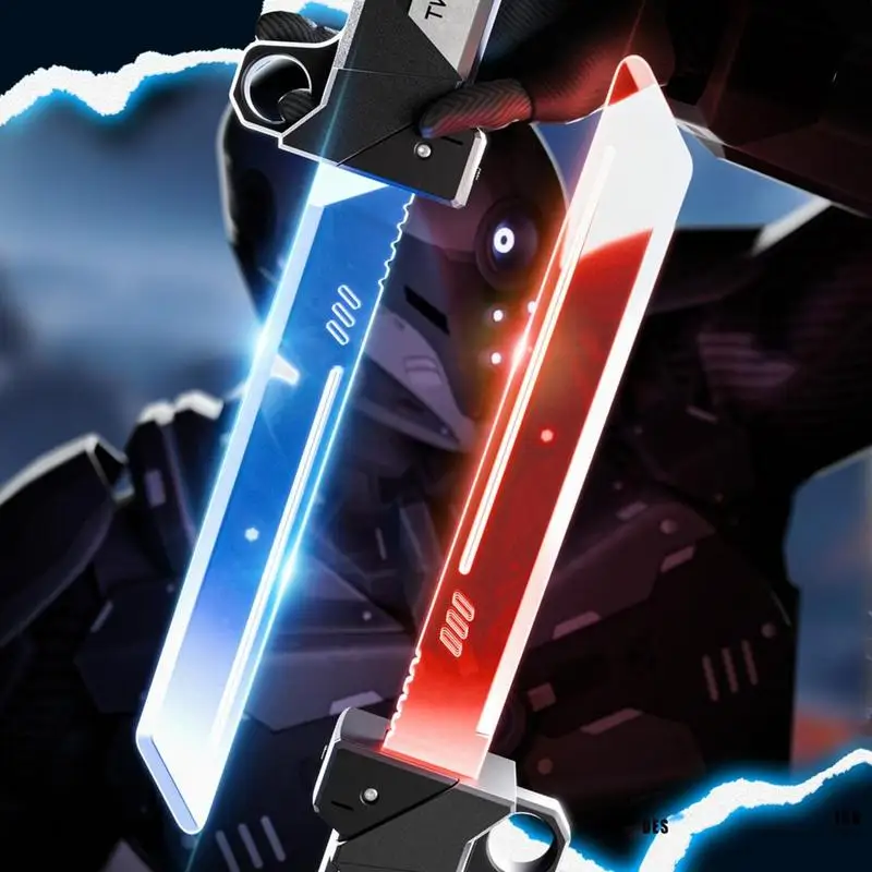New Retractable Double-edged Lightsaber Toy with LED Light Plug-in Design Sword Stress Relief finger Toy Christmas Birthday Gift