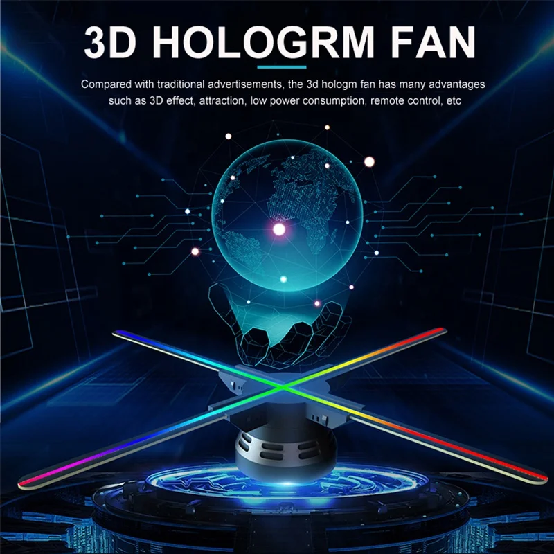 New Product Outdoor 52cm 3D Holographic Projector Led Fan 3D Hologram Advertising Display Fan