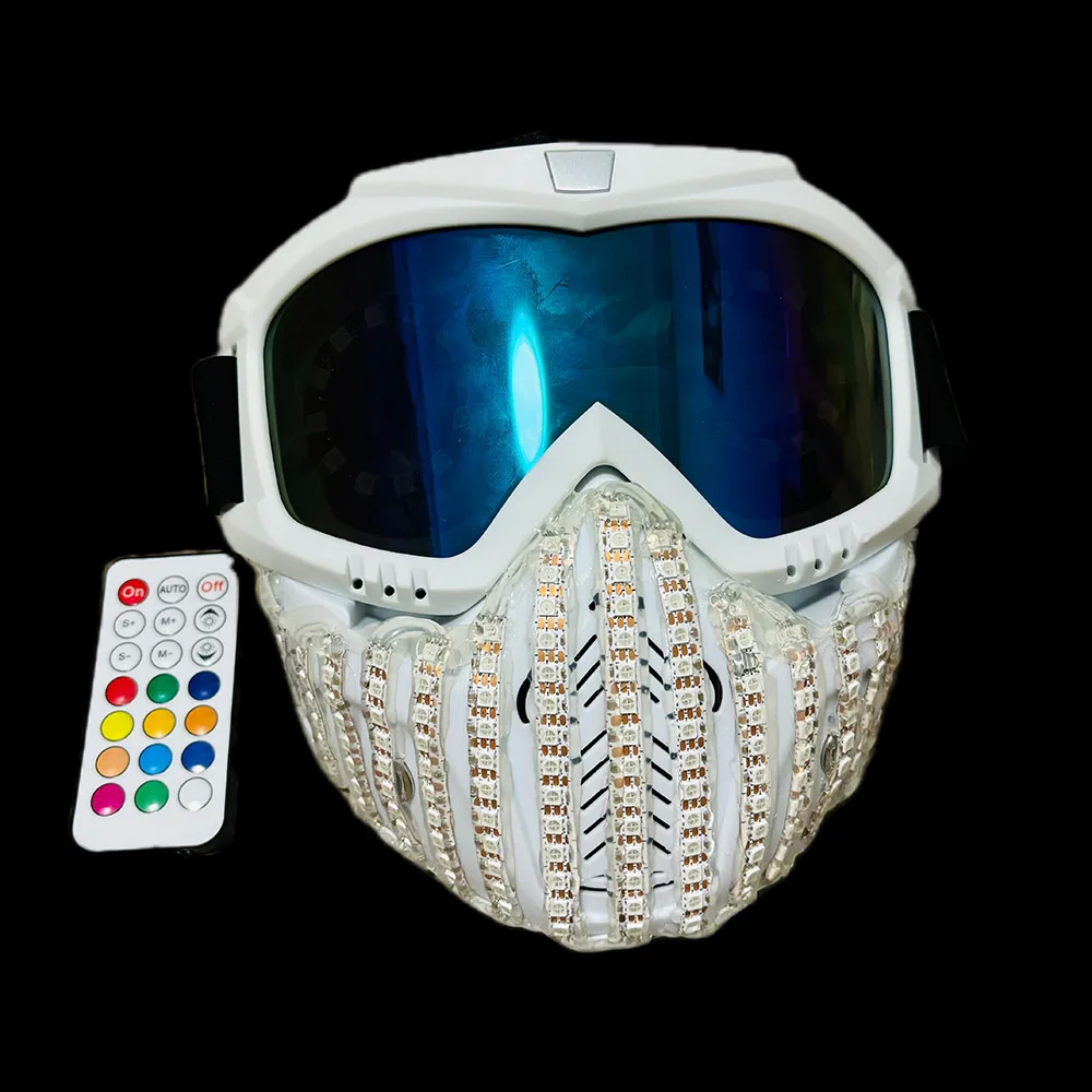 New Halloween LED Mask Remote Control Luminous Funny Mask for Holiday Party Stage Performance