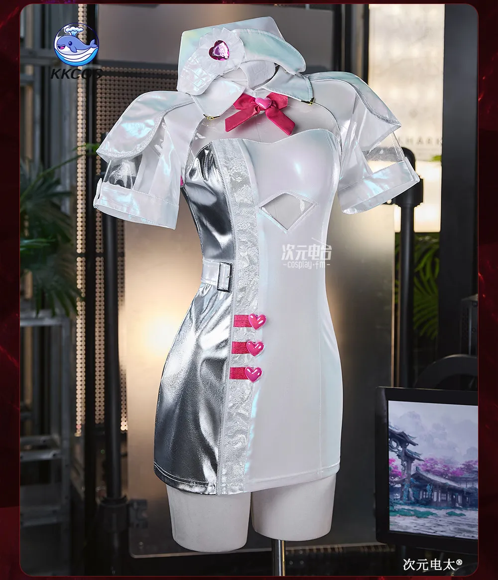 Disfraz de Cosplay de Cui Saniang - Light of Healing de Naraka: Bladepoint, Traje de Enfermera Blanco de Cuero PU, Vestido de Halloween para Mujer