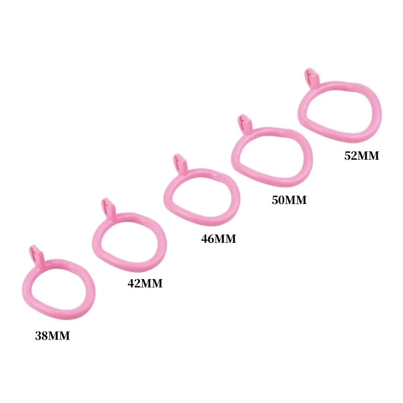 Sissy Click&Lock ABS Pink Chastity Cage Abstinence Penis Lock with 5 Size Cock Rings and Metal Urinary Catheter Adult Toys