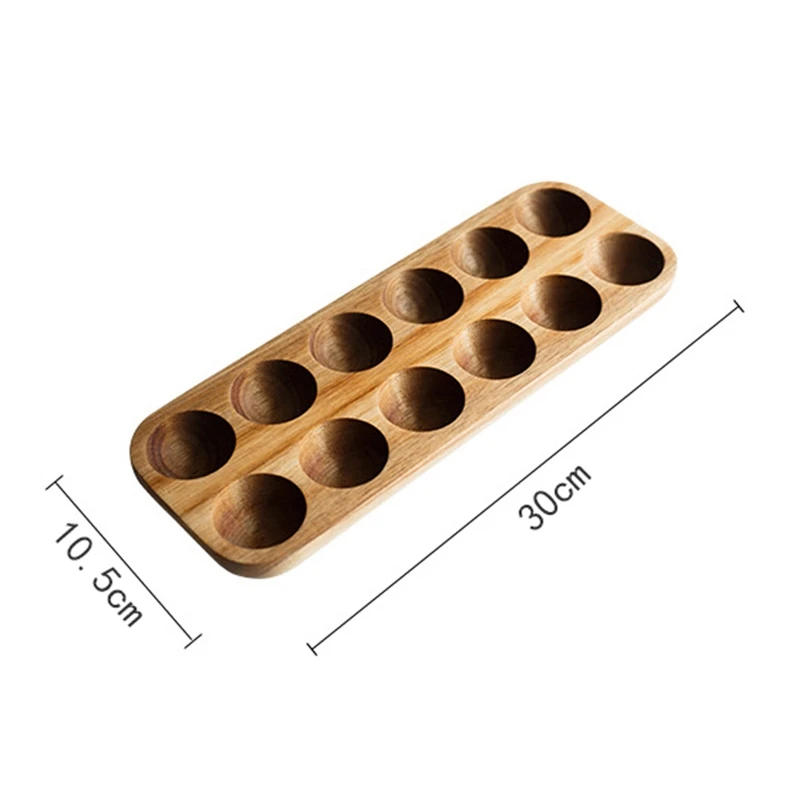 2X 12 Holes Japanese Style Wooden Double Row Egg Storage Box Home Organizer Rack Eggs Holder Kitchen Decor Accessories