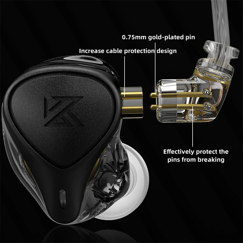 KZ ZEX PRO Dynamic + Balanced Armature In Ear HiFi Earphones with Improved 2 Pin Wired Headphone Sports Noise Cancelling Headset