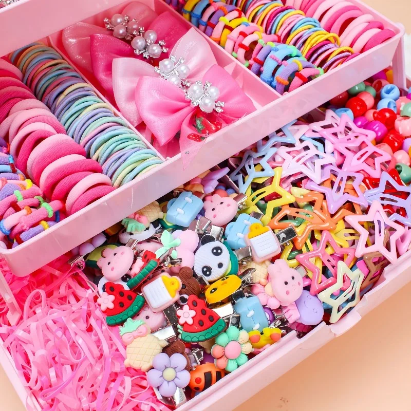 546-teiliges Set Hochelastische Haarschmuck-Accessoires Schonende Haarbänder Bunte Haarklammern für Mädchen und Kinder – Detail 6