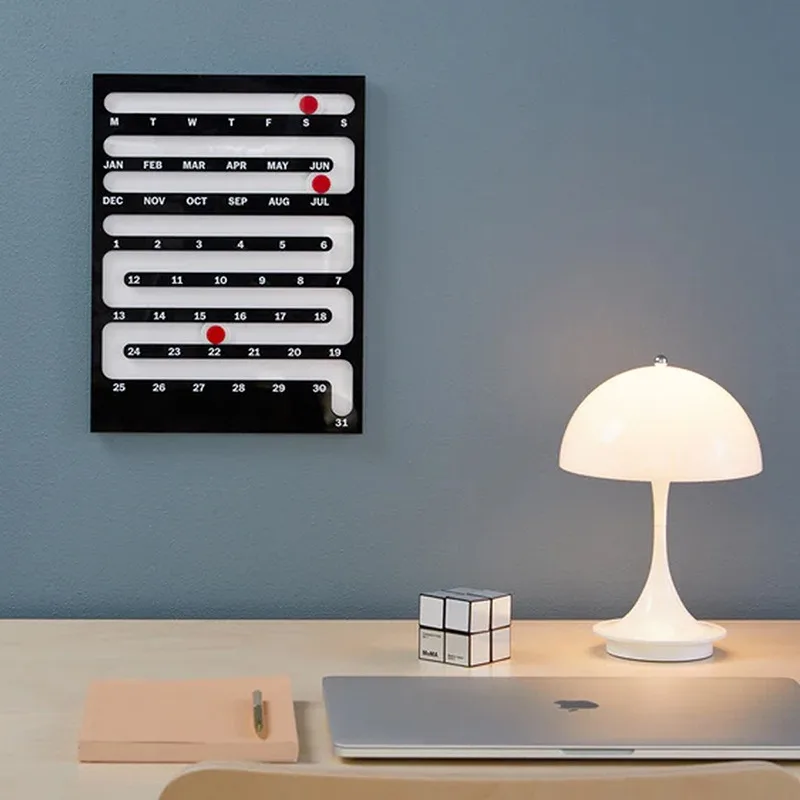 Sliding Perpetual Calendar Creative Desk Calendar for Desktop Living Room Decor Small Ornament Birthday Gift