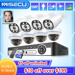 MISECU POE 감시 보호 시스템 IP 카메라, 실내 방수 레코드 CCTV 비디오 보안 카메라 키트, H.265 8CH HD 5MP