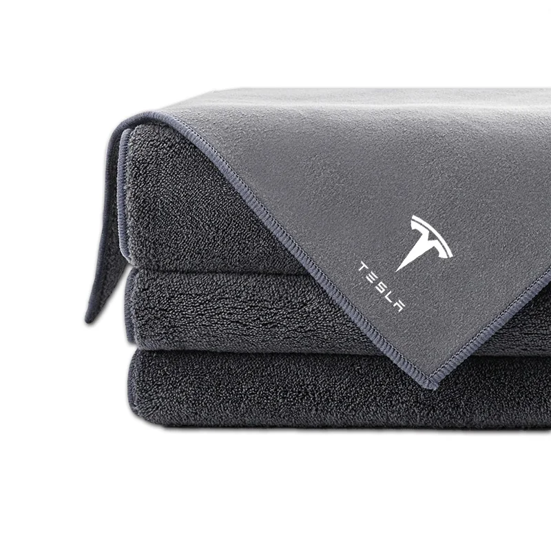 1Pcs Suede Fleece Microfiber Towel Car Styling Cleaning Rag Cloth For Tesla Model 3 S X Y 2022 Style Roadster Invader Coil Mod