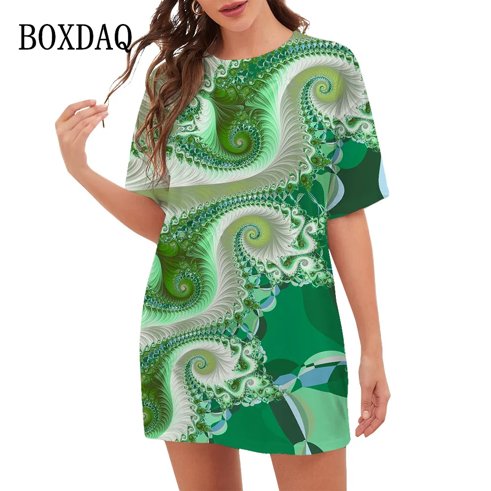 New Arrived Pattern 3D Printed Trend Dress Women 2023 Oversized Summer Round Neck Ladies Mini Dresses Hot Sale Fashion Clothing