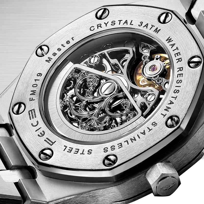 FEICE 42mm Luxury Mechanical Sapphire Watch Men Skeleton Automatic Luminous Watches Waterproof Stainless Steel Sports Watch view 2