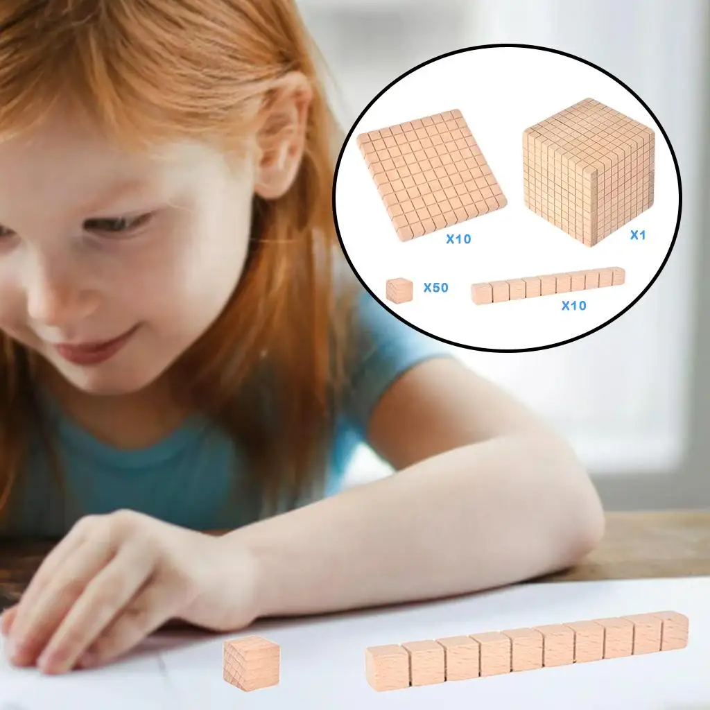 DIY Montessori Wooden Building Blocks Manipulative Counting Subtraction, Math Teaching, blocks of number for Kids