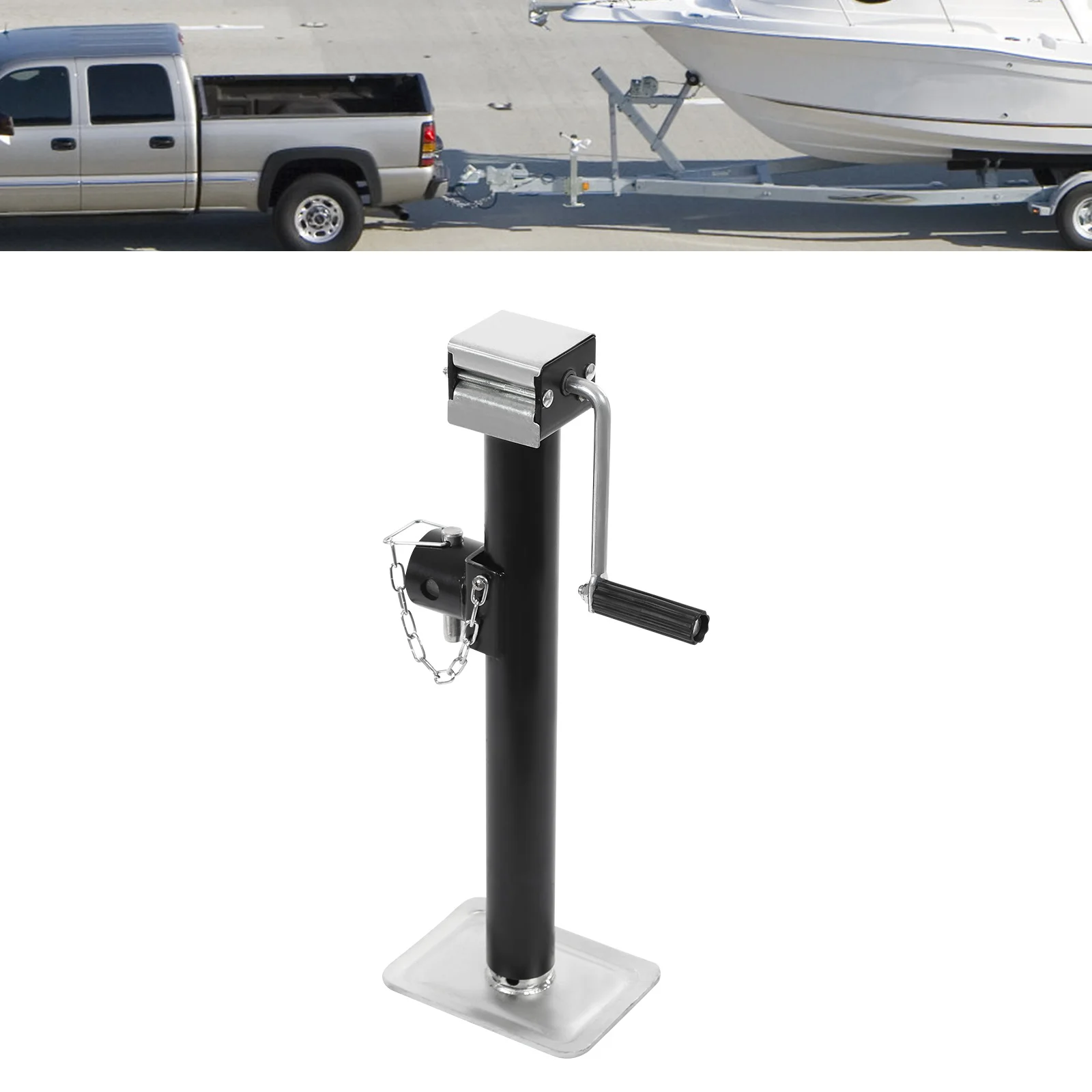 Cric de remorque manuel à manivelle 15 pouces 5000 LBS en acier Q235, support de montage au sol robuste pour camping-car, caravane, yacht, bateau, remorque