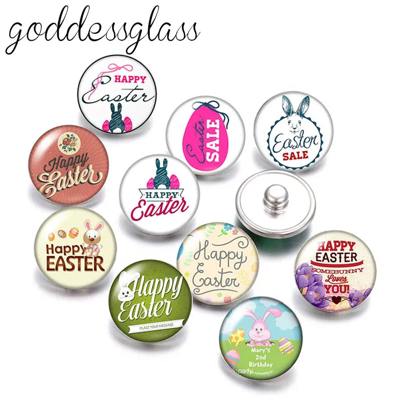 Happy Easter Day Rabbit Eggs bunny Cute 10pcs mix photo 18mm/12mm snap buttons for 12mm/18mm snap jewelry DIY findings