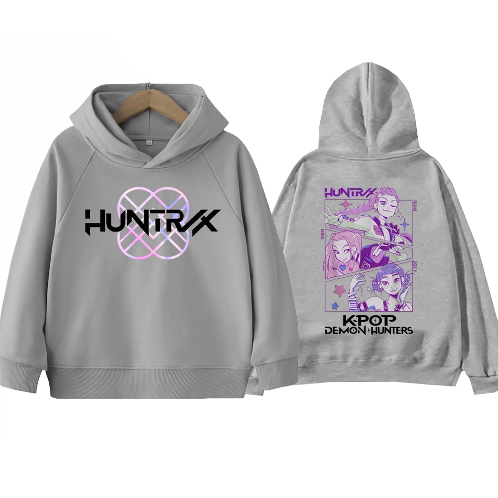 Kpop Demon Hunter infantil com capuz Harajuku Hip Hop pulôver tops moletom presente