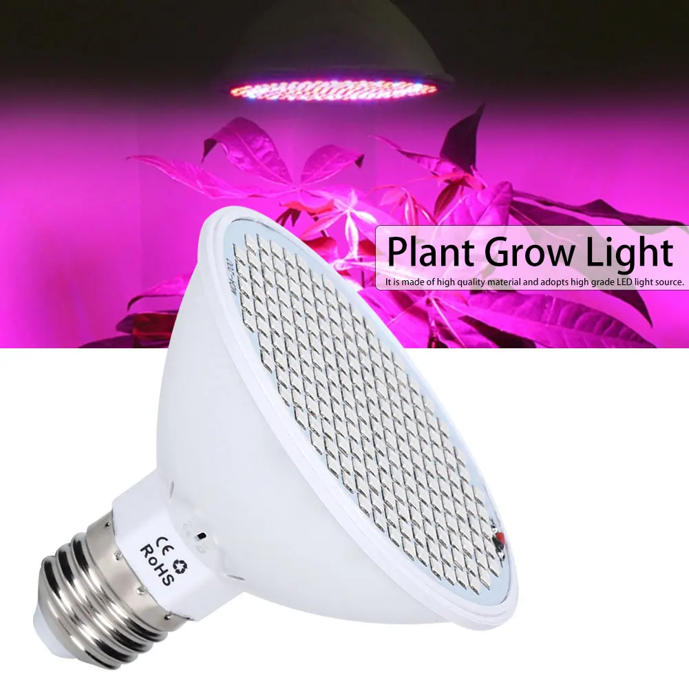 Hidropônico LED Grow Bulb para Planta, Phyto Lâmpada para Flor e Mudas, Verde e Azul, E27, 30W, 200 LEDs, 85V a 285V, 85V a 285V