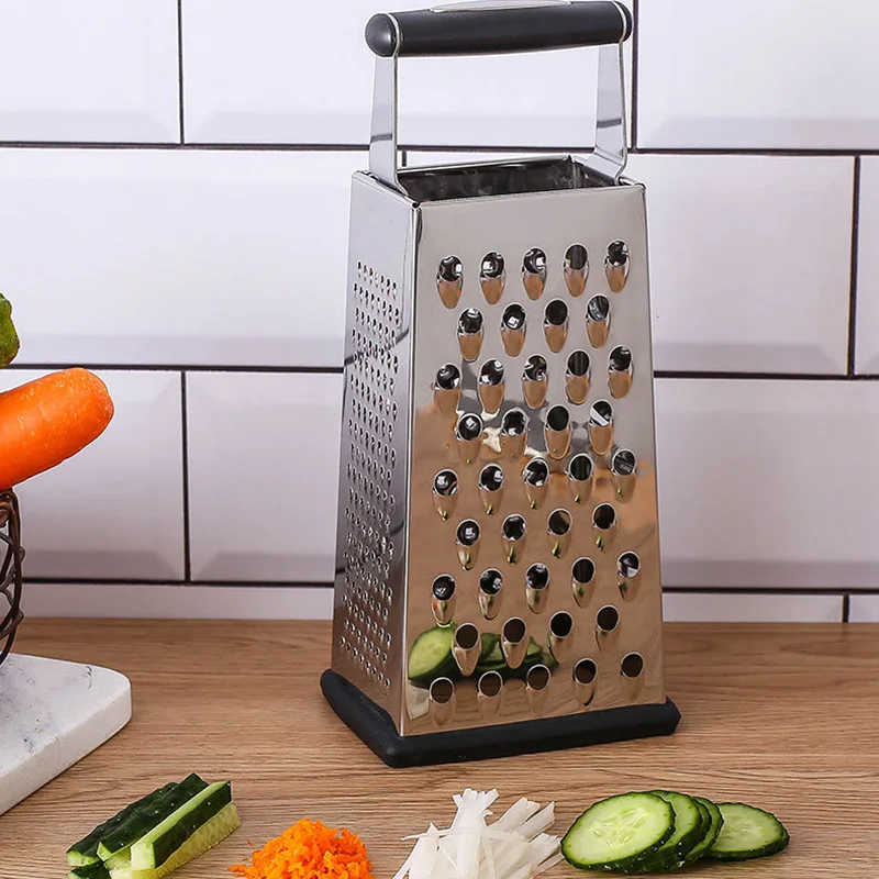 Stainless Steel Standing Cheese Grater Multi-functional Vegetable and Fruit Slicer Cheese and Cheese Grater  Four-Sided Melon