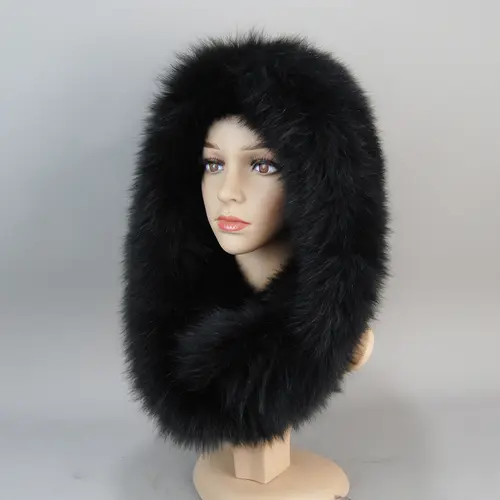 Luxury Knit Genuine Fur Caps Muffler Winter Thick Women 100% Natural Fox Fur Hat Scarves Lady Warm Fluffy Real Fox Fur Hat Scarf - Image 12