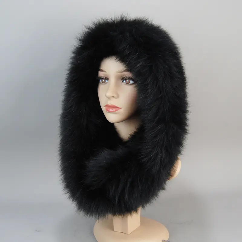 Luxury Knit Genuine Fur Caps Muffler Winter Thick Women 100% Natural Fox Fur Hat Scarves Lady Warm Fluffy Real Fox Fur Hat Scarf - Image 12
