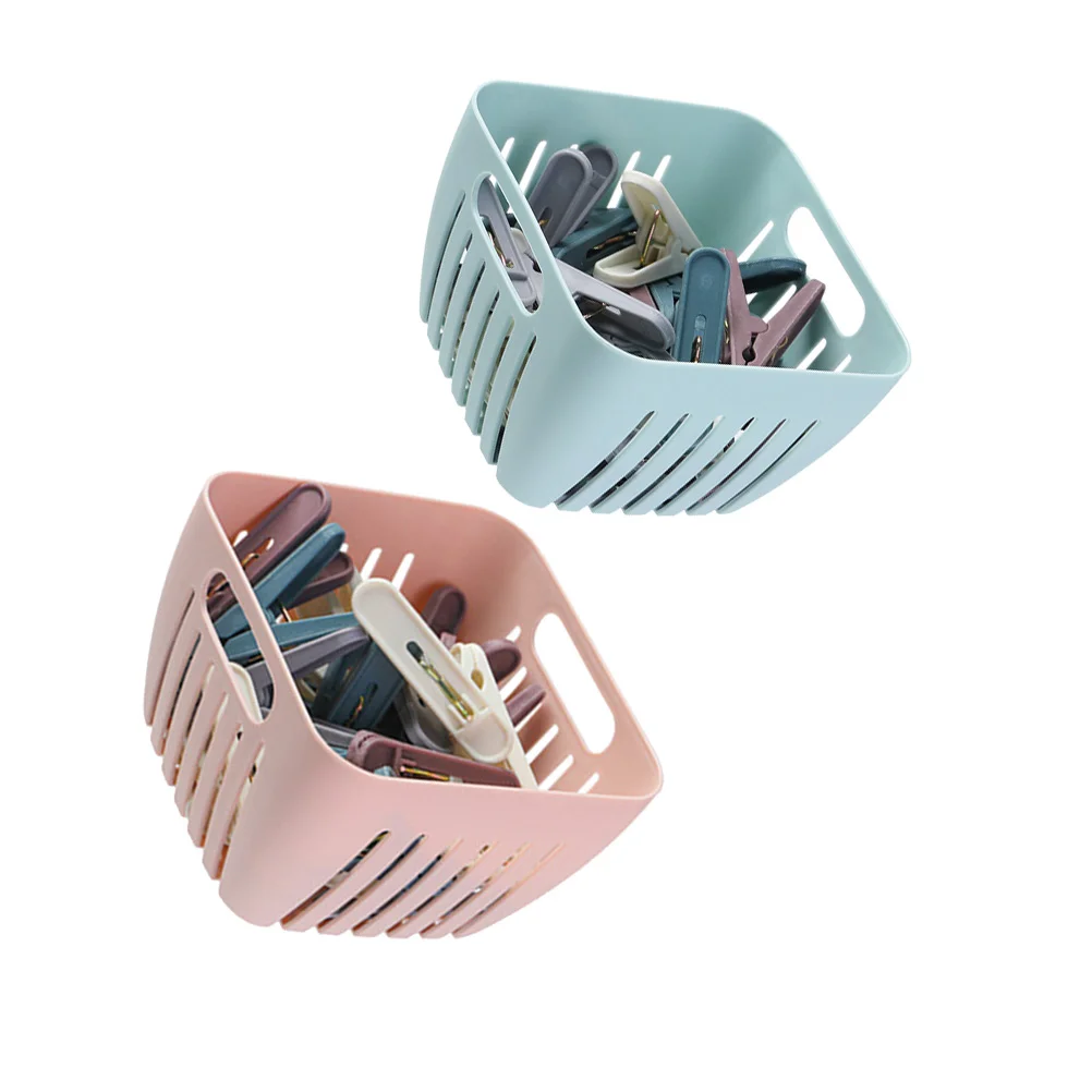 48pcs Multifunctional Clothes Drying Clips Plastic Small Clips Clothespin Sock Clothes Laundry Clips with Storage Basket (Ra